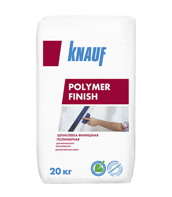 Шпаклевка полимерная Knauf Полимер Финиш для сухих помещений белая 20 кг шпаклевка полимерная lr для сухих помещений белая 20 22 кг