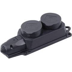 Розетка каучук IEK 2 поста с защитной крышкой IP44
