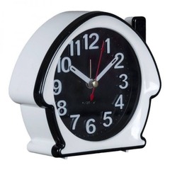 Часы - будильник 11,7x10,5 см Рубин Классика белые с черным (В6-012)