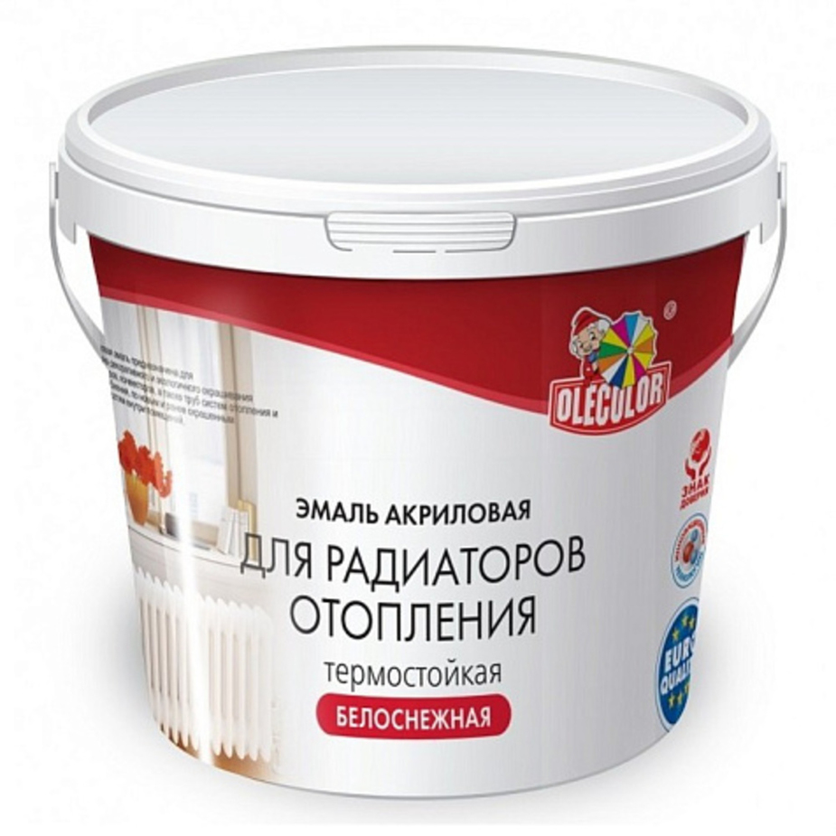 Эмаль акриловая Olecolor для радиаторов отопления белая полуглянцевая 2 ...