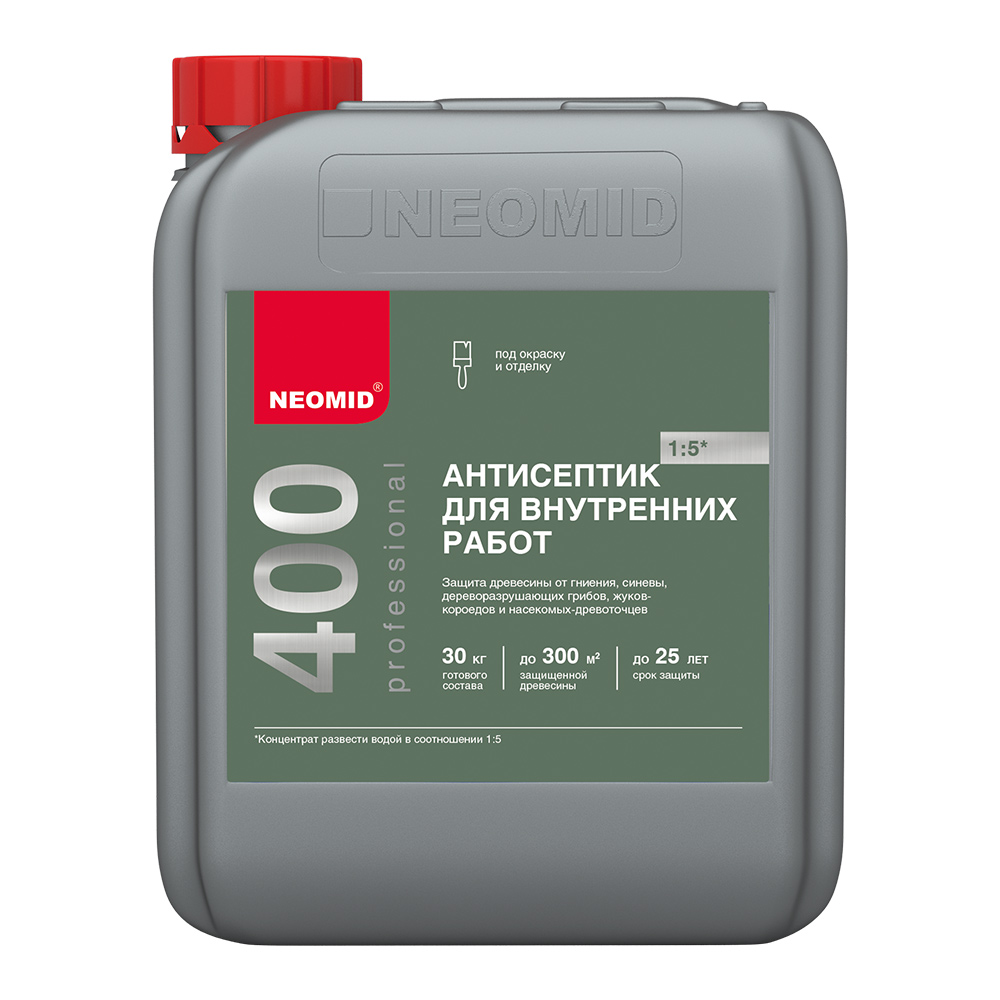 Антисептик Neomid 400 для дерева биозащитный концентрат 1:5 5 л бесцветный неомид 46 bio 1 кг деревозащитное средство для пиломатериалов