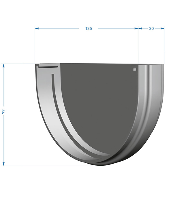 Заглушка желоба Docke Premium пластиковая d120 мм графитовый серый RAL 7024 Вид№4