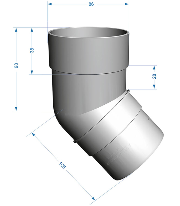 Колено трубы Docke Premium пластиковое d85 мм 45° графитовый серый RAL 7024 Вид№2