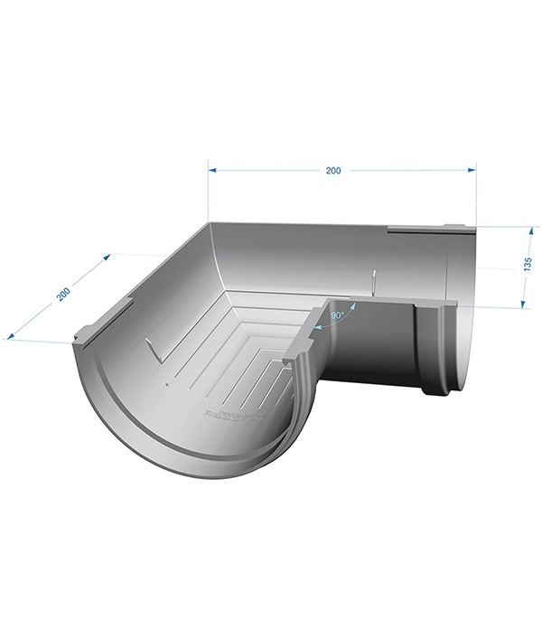 Угол желоба Docke Premium пластиковый d120 мм 90° графитовый серый RAL 7024 Вид№3