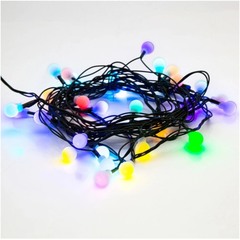 Гирлянда 30 светодиодов в виде маленьких шариков (cherry), зеленый кабель, мультиколор(RGB). 4.4 мет