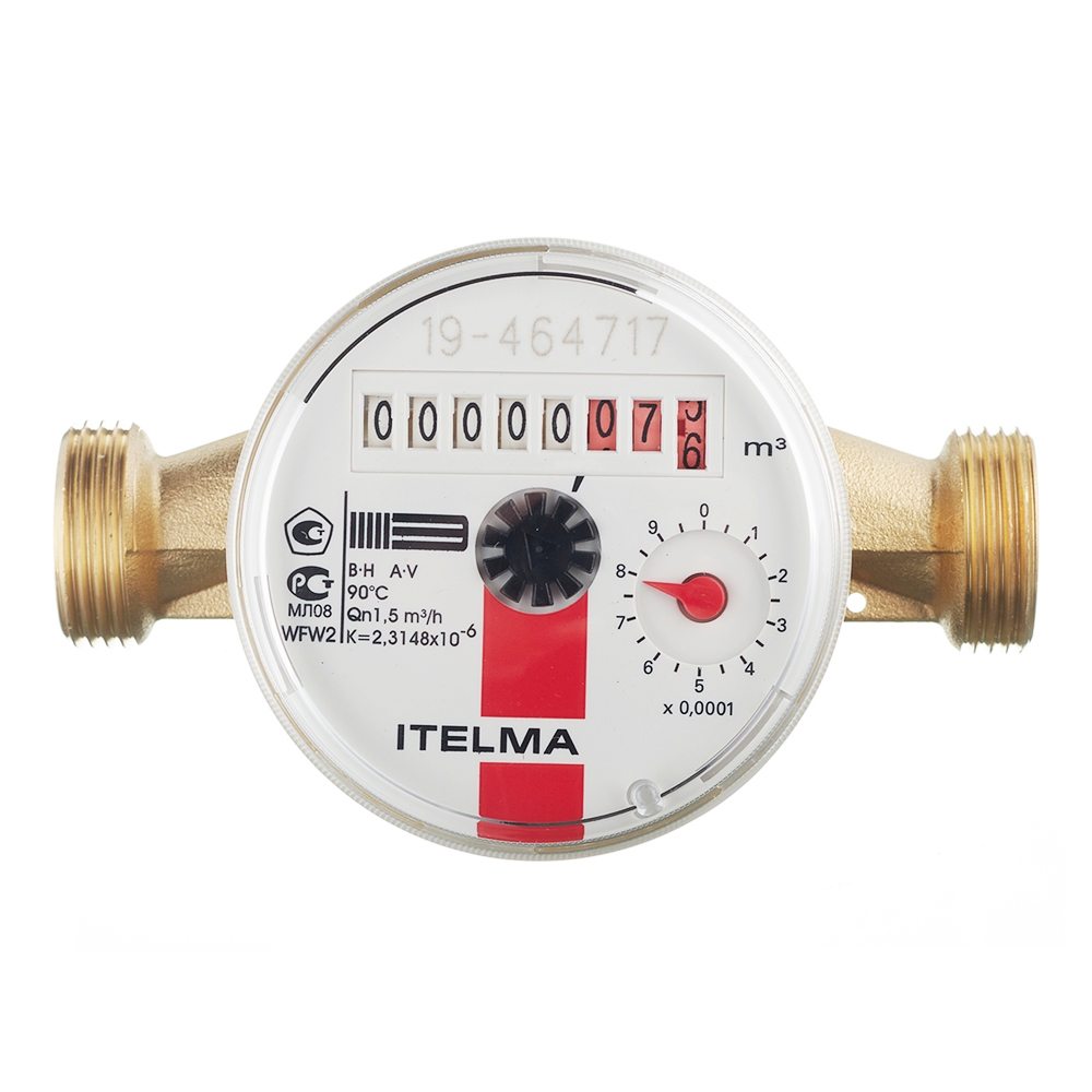 Счетчик для горячей воды Itelma WFW20 DN15 110 мм без сгонов счётчик для горячей воды itelma 1 2 dn15