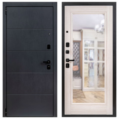 Дверь входная Portika Porta R-3 левая графит - бьянко вералинг с зеркалом 980х2050 мм