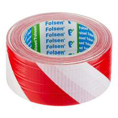 Лента клейкая тканевая разметочная сигнальная Folsen влагостойкая красно-белая 50 мм 33 м