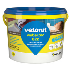 Гидроизоляционная мастика полимерная готовая Vetonit weber.tec 822 серая, ведро 4 кг