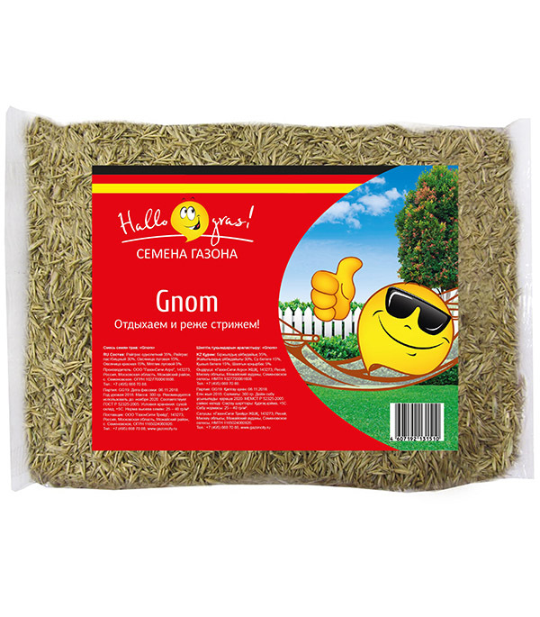 Семена газонной травы Gnom Gras Газон Сити 0,3 кг смесь семян hallo gras gnom 10 кг