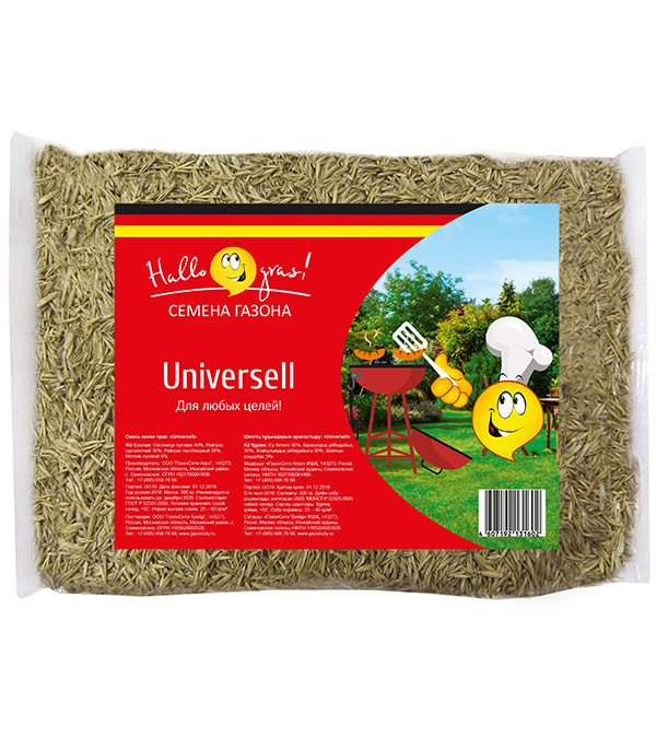 Семена газонной травы Universell Gras Газон Сити 0,3 кг смесь семян hallo gras universell 0 3 кг