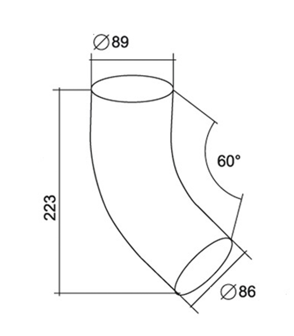Колено трубы Grand Line металлическое d90 мм 60° белое RAL 9003 Вид№3