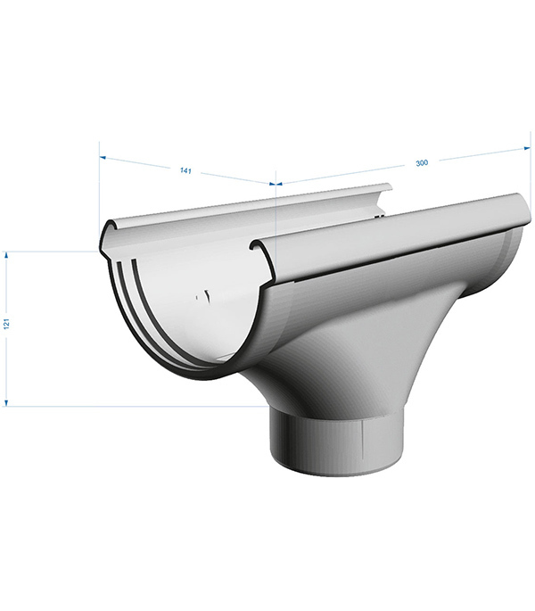 Воронка желоба Docke Lux пластиковая d140-100 мм пломбир RAL 9003 Вид№4