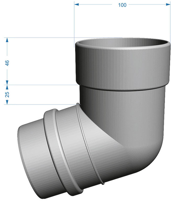 Колено трубы Docke Lux пластиковое d100 мм 72° шоколад RAL 8019 Вид№4