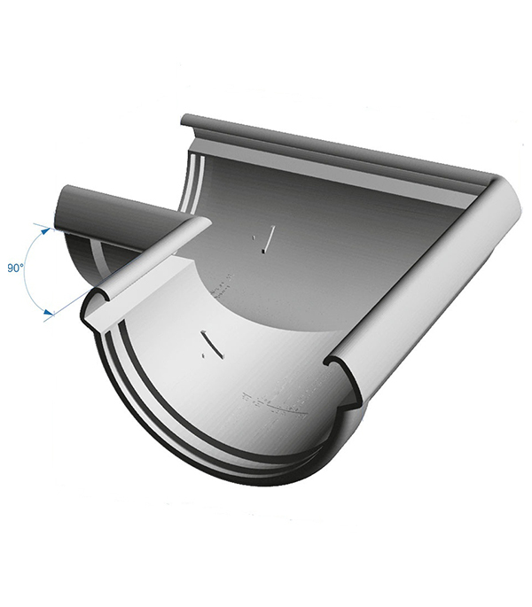 Угол желоба Docke Lux пластиковый d140 мм 90° пломбир RAL 9003 Вид№3