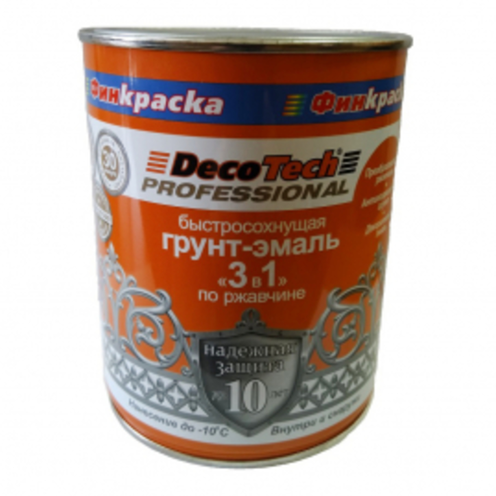 Грунт-эмаль по ржавчине 3в1 быстросохнущая синий RAL5005 DecoTech ...