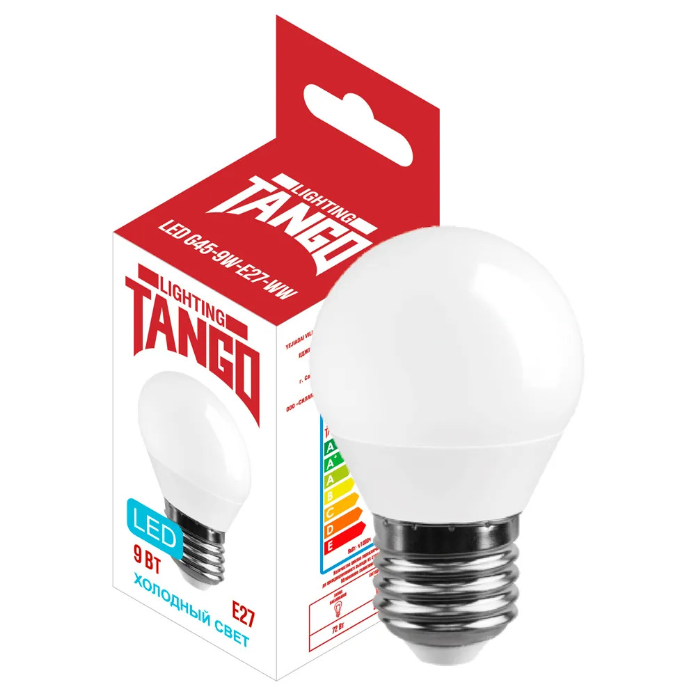 Лампа светодиодная Tango 9Вт 6500К Е27 пластик G45-9W-E27 — купить в ...