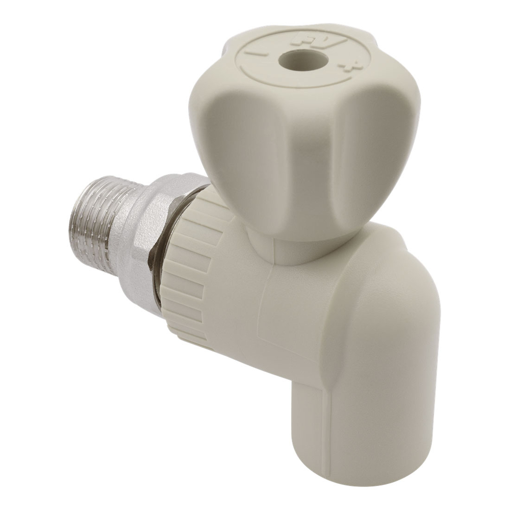 Кран для радиатора угловой PPR 25х3/4" наружная резьба, серый 15536 ...