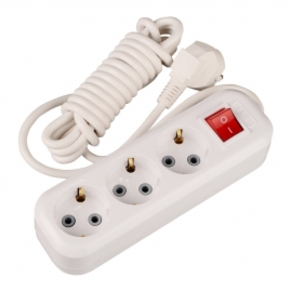 Удлинитель LUX У3-ЕВК 3-местный с выключателем, с заземлением 3м ...