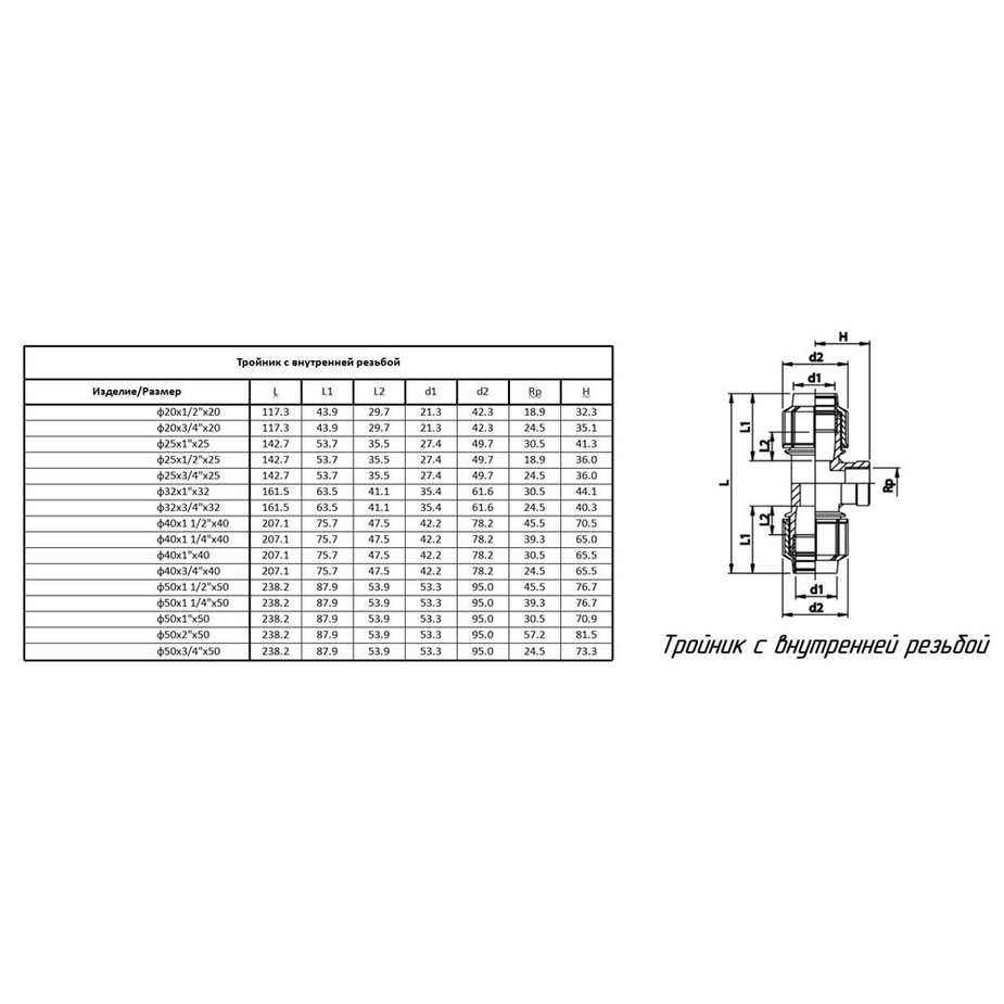 Тройник ПНД ТПК-Аква компрессионный 25х25х3/4 ВР(г) — купить в ...