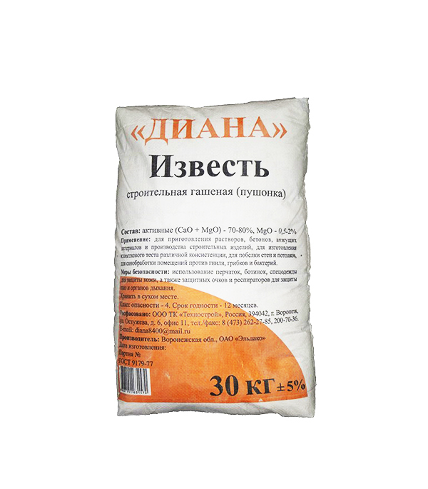 Известь-пушонка гашеная Diana 30 кг — купить в Москве: цены ...