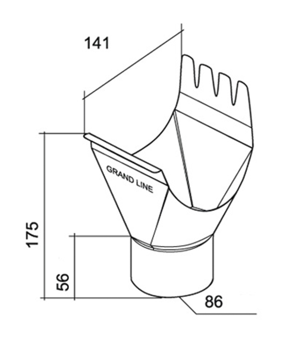Воронка желоба Grand Line металлическая d125/90 мм графитовый серый RAL 7024 Вид№3