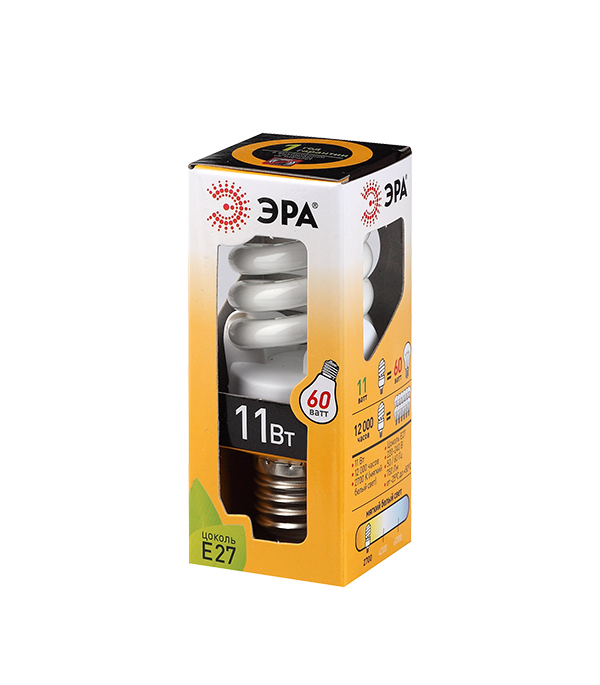 Лампа энергосберегающая E27, 11W, F-SP, 2700K (теплый свет), Premium ...