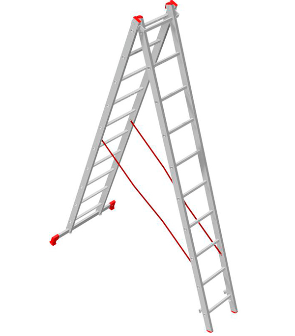 Лестница алюминиевая трансформер двухсекционная 10 ступеней Новая высота бытовая двухсекционная лестница новая высота 2х7 ступеней 1220207