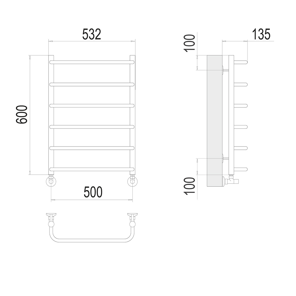 фото Полотенцесушитель водяной лесенка terminus стандарт п6 500х600 мм