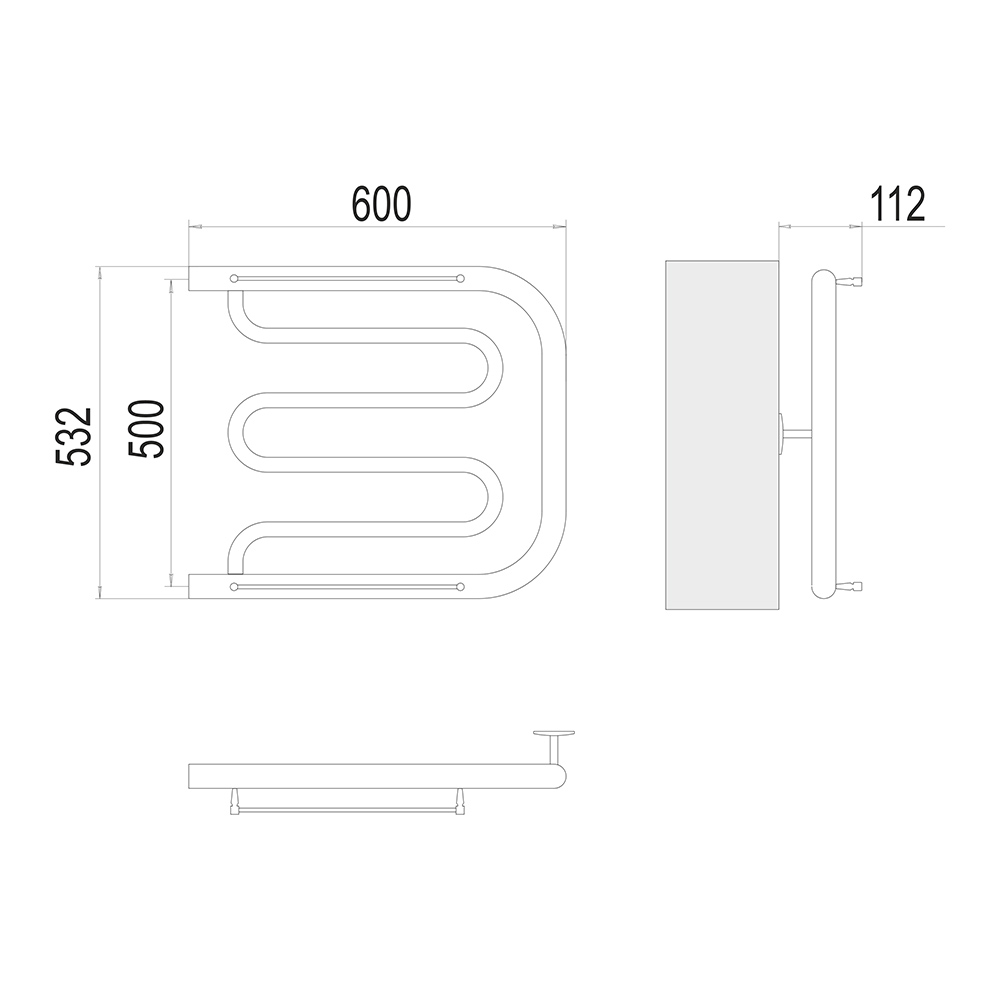 фото Полотенцесушитель водяной м-образный terminus фокстрот 500х600 мм