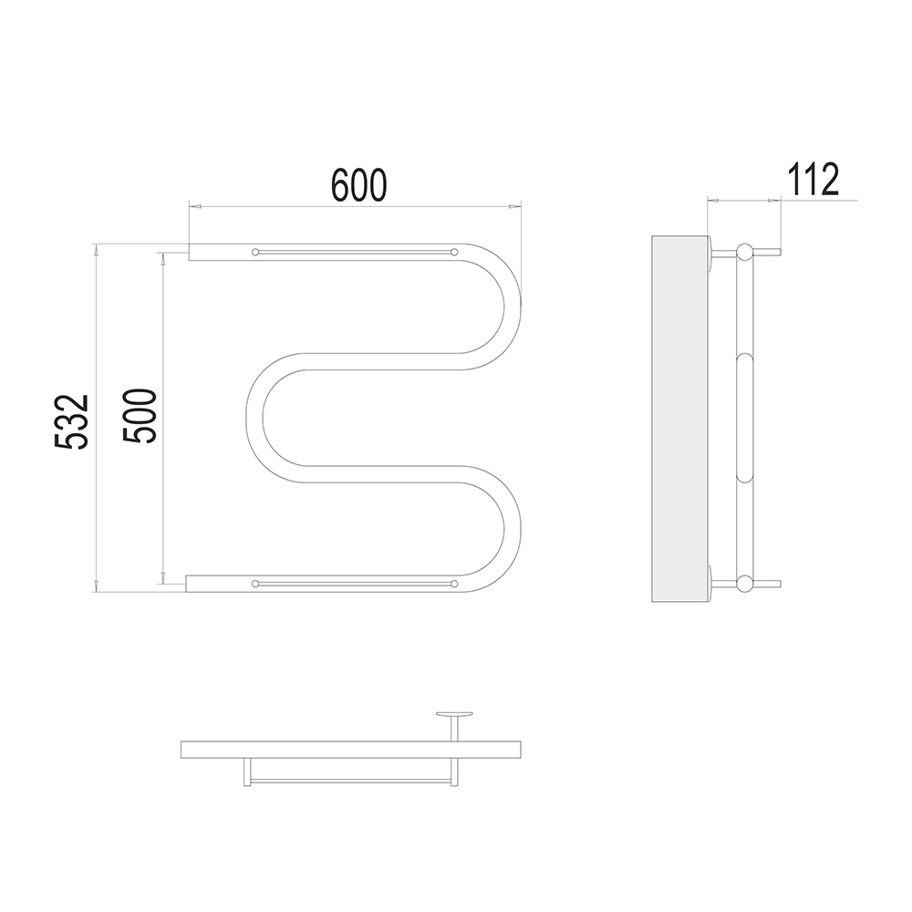 фото Полотенцесушитель водяной м-образный terminus 500х600 мм с полкой