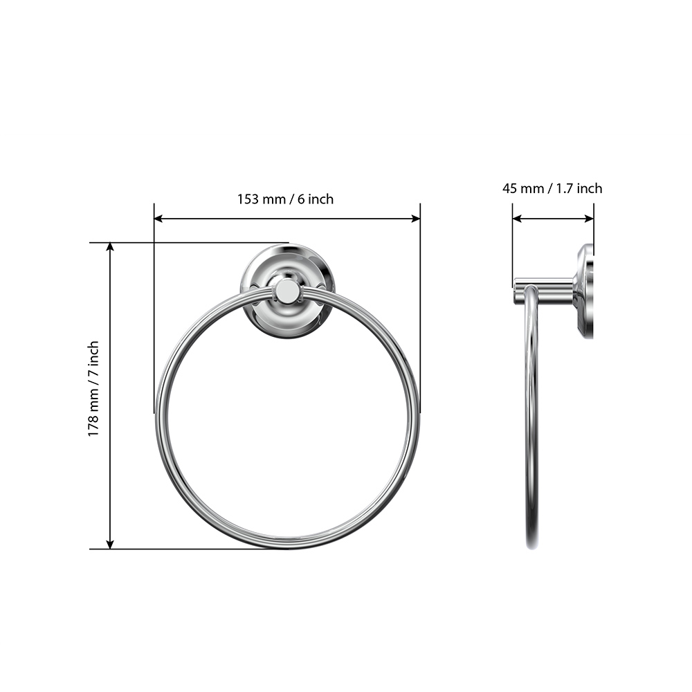 фото Полотенцедержатель кольцо fora drop for-dp011 d175 мм на шуруп нержавеющая сталь хром