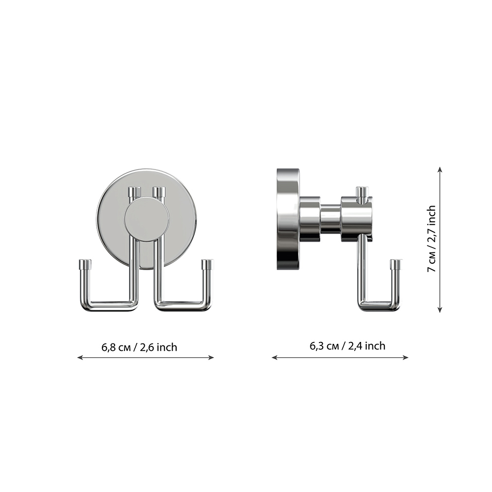 фото Крючок для ванной fora long двойной на шуруп металл хром
