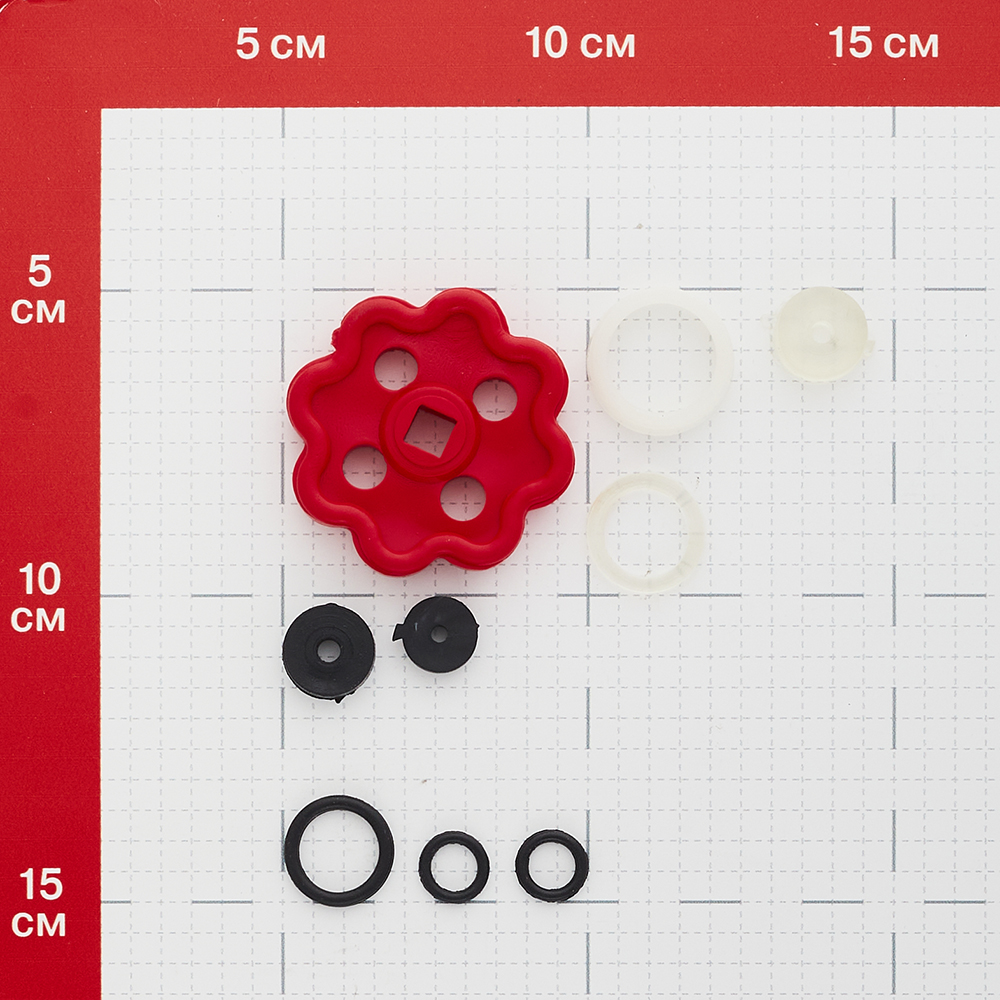 фото Набор ремонтный кран-букс и вентилей ромашка ду 15,20,25 красный