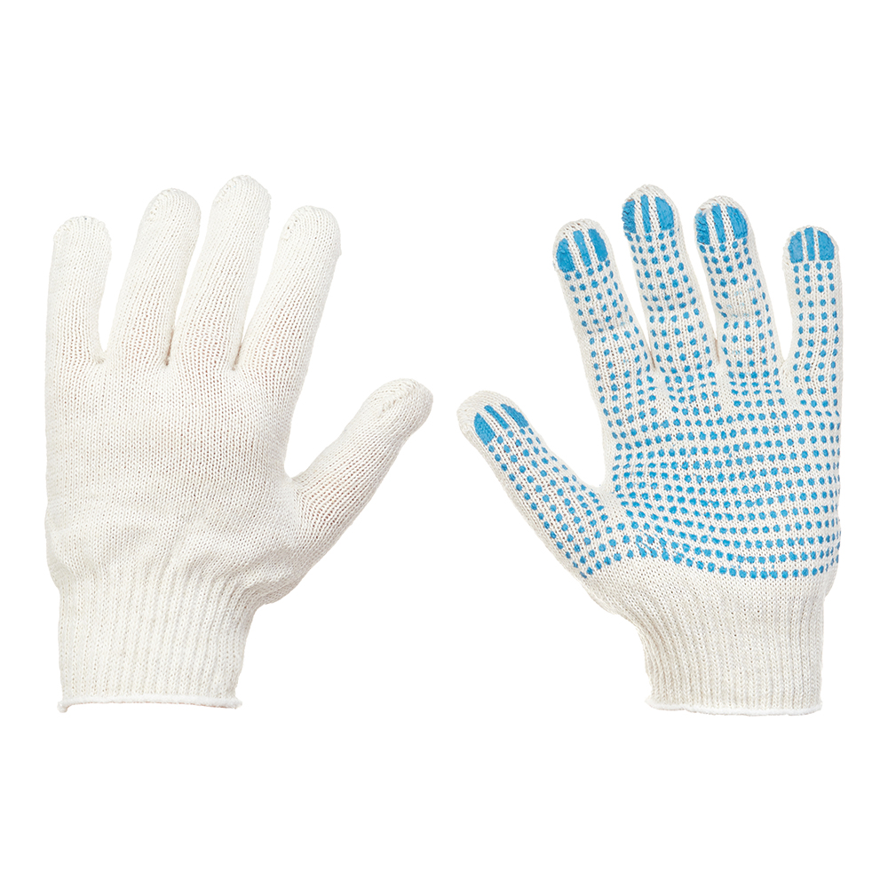 Перчатки х/б 4 нити с ПВХ покрытием белые 9 (L) перчатки palisad летний сад х б пвх xs белые