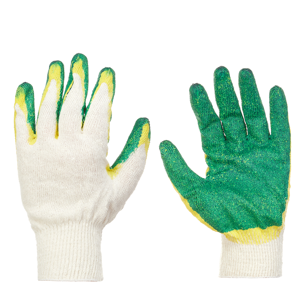 Перчатки х/б 5 нитей с двойным латексным обливом Стандарт зеленые 10 (XL) перчатки х б с нитриловым обливом кислотоустойчивые красные 10 xl