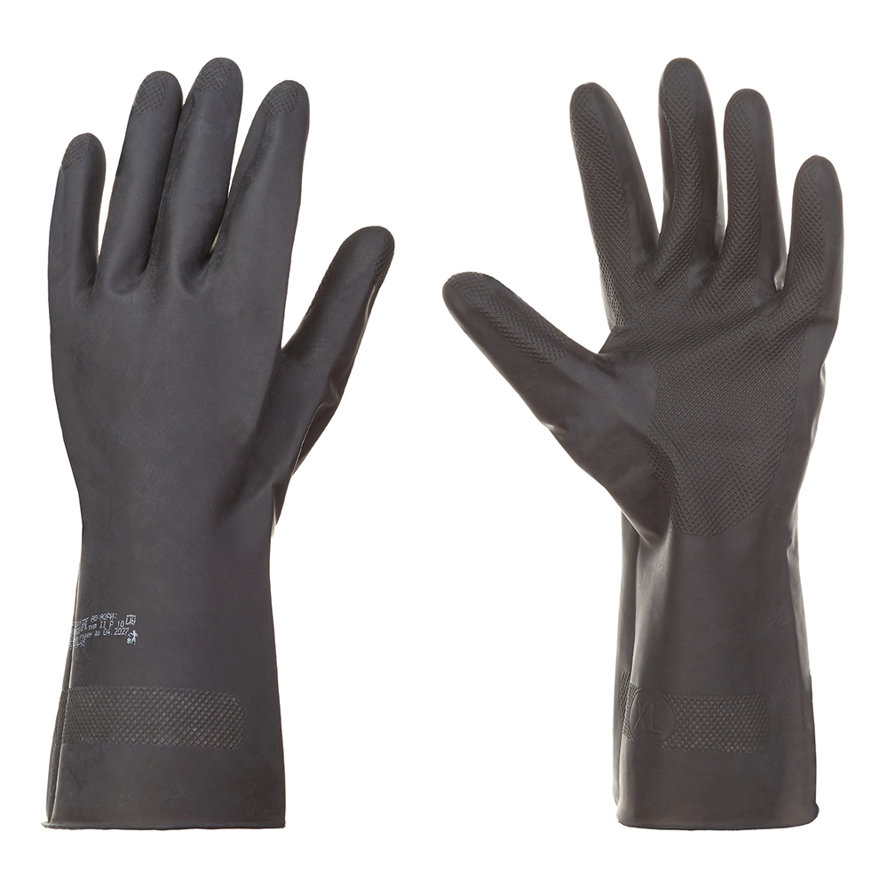 Перчатки резиновые кислотоустойчивые КЩС (1320/1953) 10 (XL) черные перчатки ветеринарные защитные 35 см