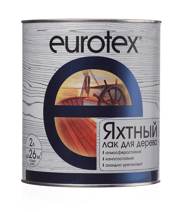 фото Лак алкидно-уретановый яхтный eurotex бесцветный 2 л полуматовый