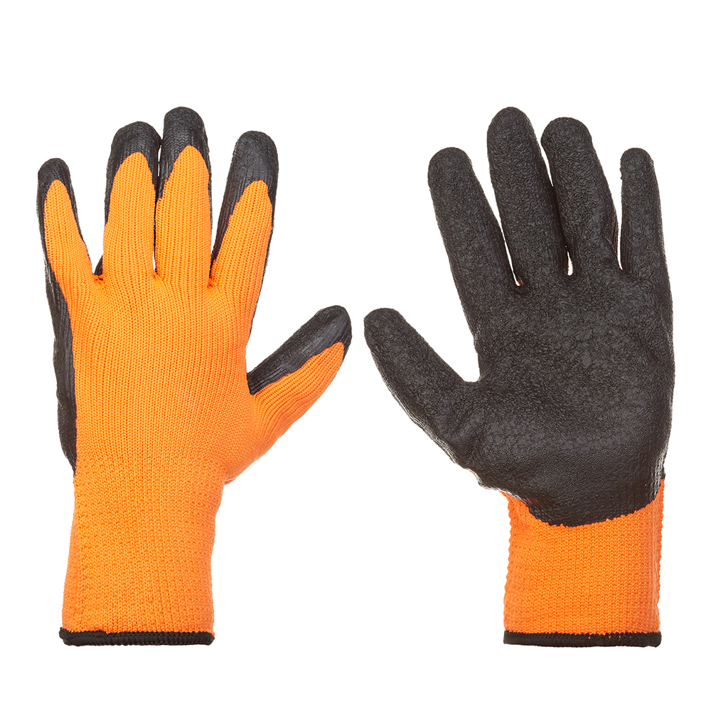 Перчатки полиэстеровые с латексным обливом Hesler черно-оранжевые 10 (L) перчатки х б 10 нитей с латексным обливом delta plus ve730 желто оранжевые 10 xl