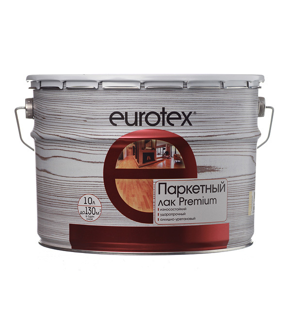 Лак алкидно-уретановый паркетный Eurotex Premium бесцветный 10 л глянцевый eurotex premium eвротекс премиум лак паркетный алкидно уретановый глянцевый 10л