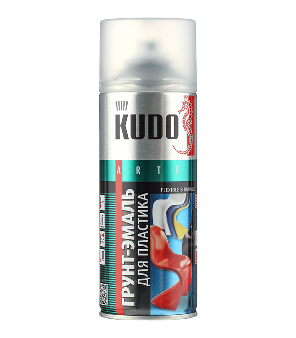 Грунт-эмаль аэрозольная для пластика Kudo белая матовая RAL 9003 520 мл грунт эмаль для пластика белая ral 9003 kudo арт ku6003