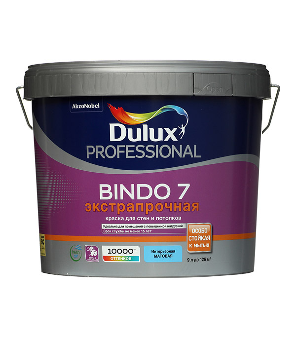 Краска моющаяся Dulux Bindo 7 экстрапрочная база BС бесцветная 9 л краска моющаяся dulux bindo 7 экстрапрочная база bw белая 1 л