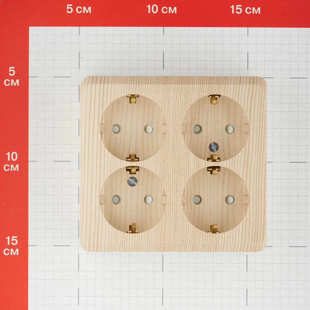 фото Розетка schneider electric этюд четверная pa16-208d открытая установка сосна с заземлением ip20 со шторками