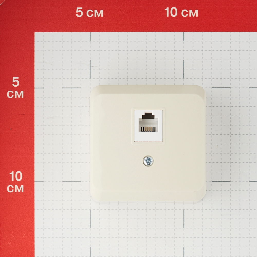 фото Розетка телефонная schneider electric этюд tela-001k открытая установка кремовая ip20