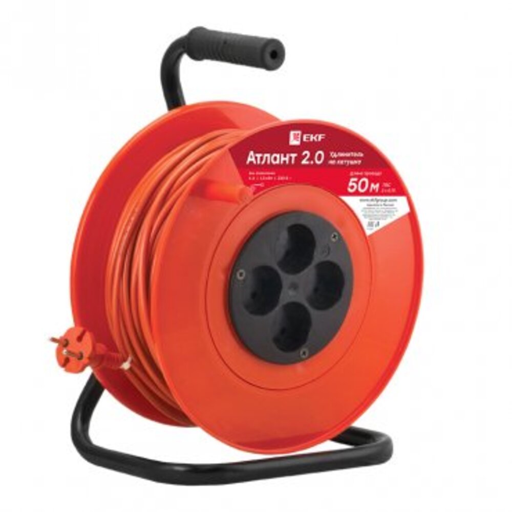 Удлинитель силовой на катушке EKF Атлант 2.0 без заземления 50 м 6 А 1 ...