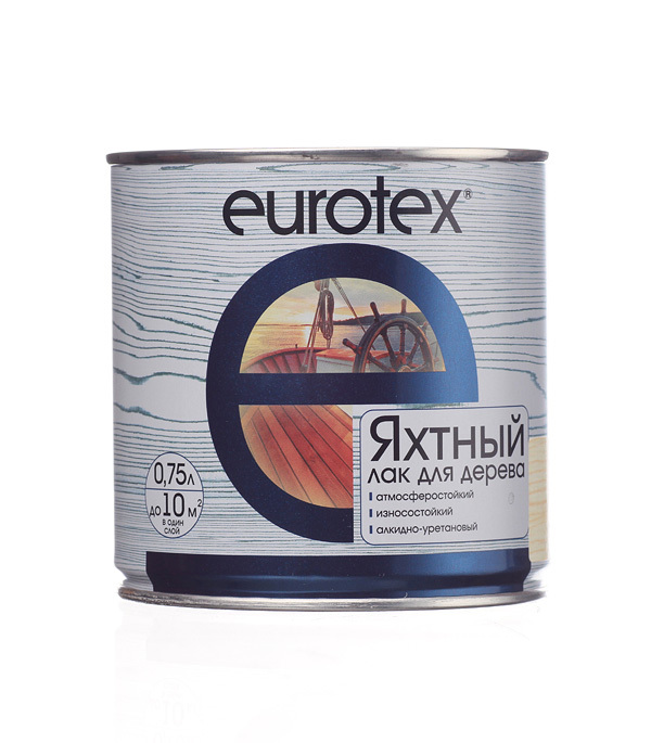 Лак алкидно-уретановый яхтный Eurotex бесцветный 0,75 л глянцевый лак алкидно уретановый яхтный dufa yacht бесцветный 2 л глянцевый