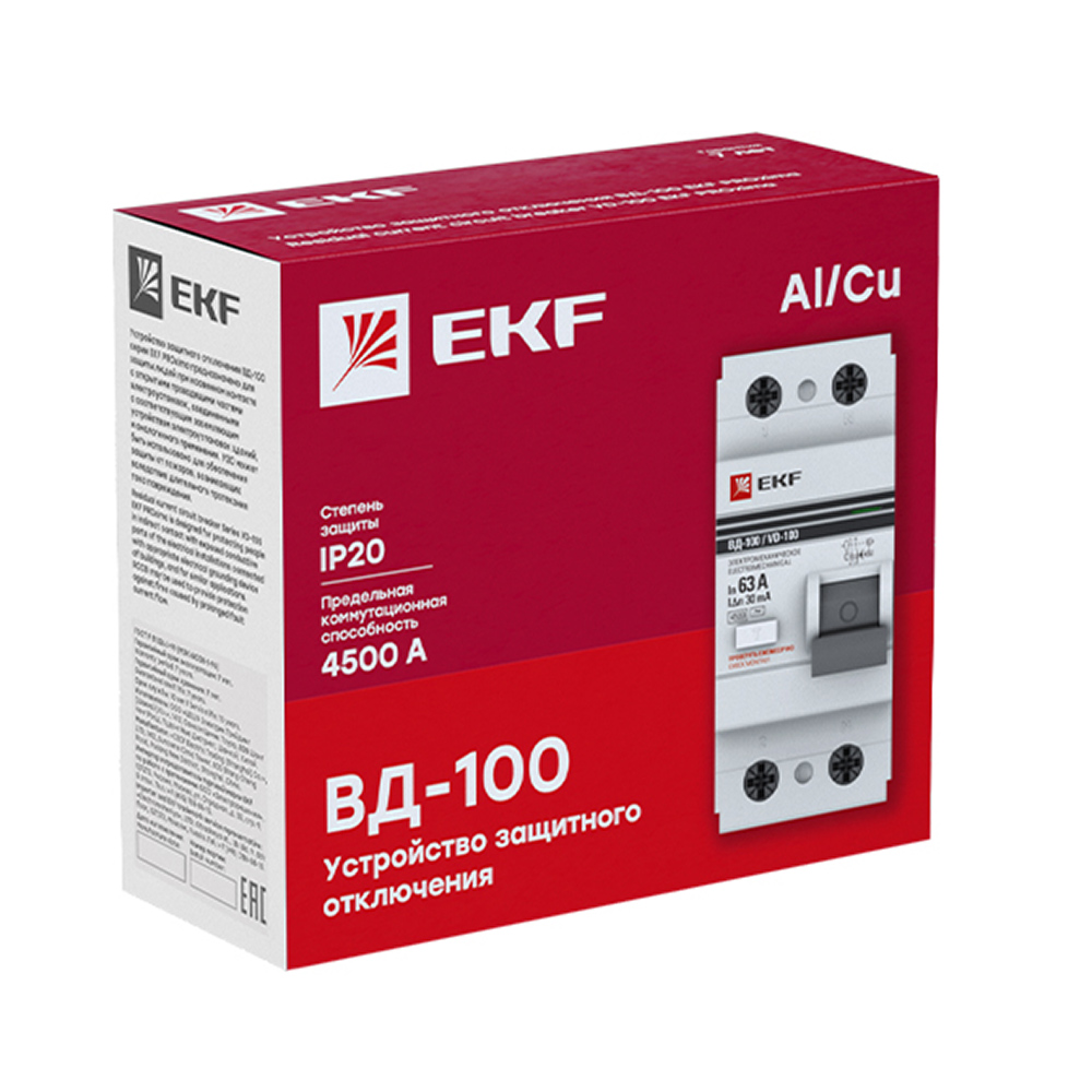 фото Узо ekf (elcb-2-40-300-em-pro) 40а 300 ма 2p тип ас 4,5 ка