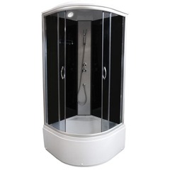 Кабина душевая Faro 460/2 серое стекло 90х90х220 см черная задняя стеклянная панель без электрики