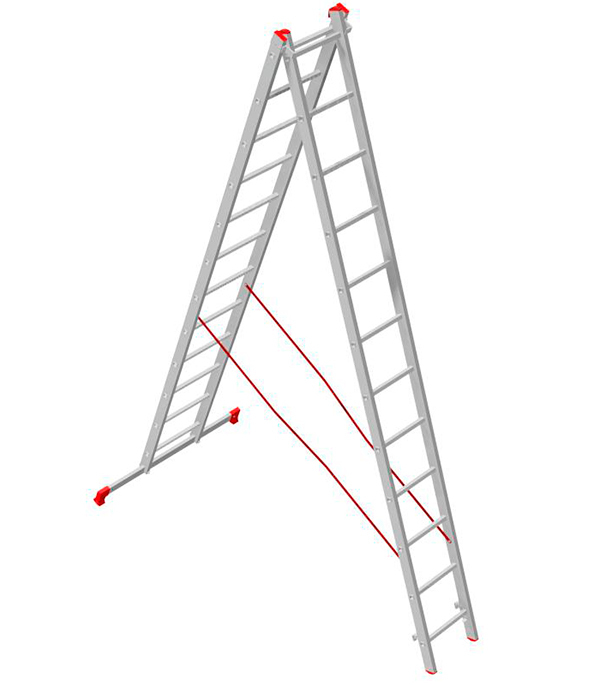 Лестница алюминиевая трансформер двухсекционная 12 ступеней Новая высота бытовая двухсекционная лестница новая высота 2х7 ступеней 1220207