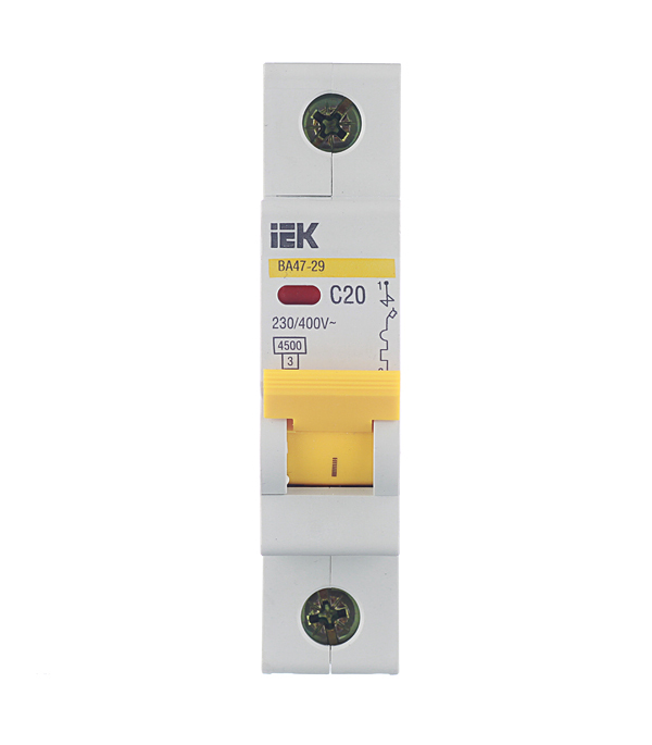 Автоматический выключатель IEK Karat ВА 47-29 1P 20А тип C 4,5 кА 230/400 В на DIN-рейку (MVA20-1-020-C)